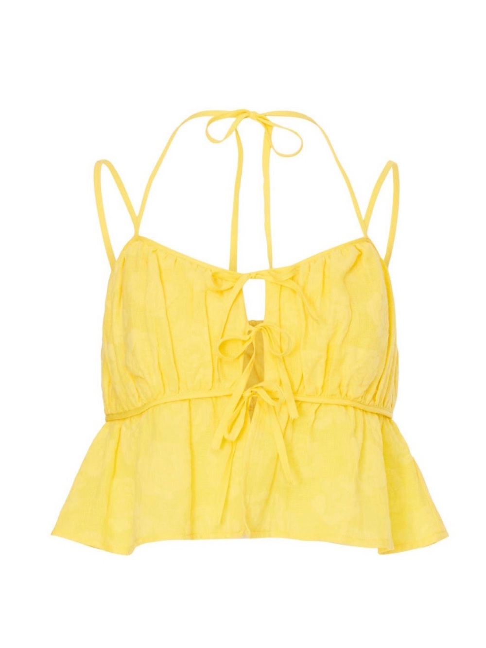 Yellow Tie-Back Peplum Cami Top